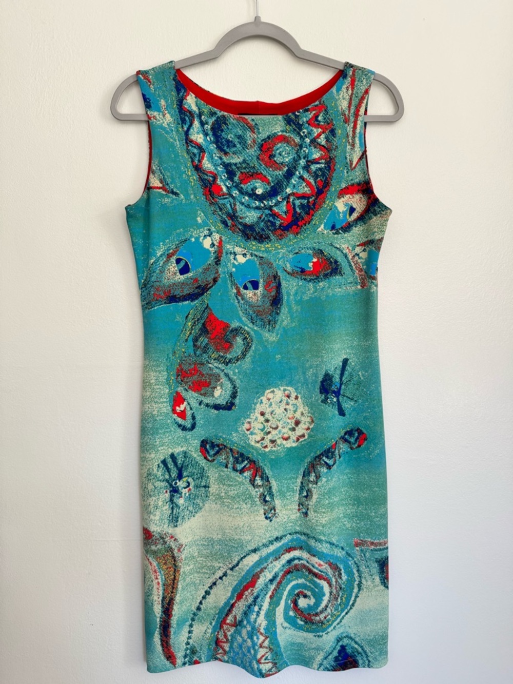 EVA VARRO Sleeveless Abstract Design Midi Dress - Size Medium - Made in the USA
